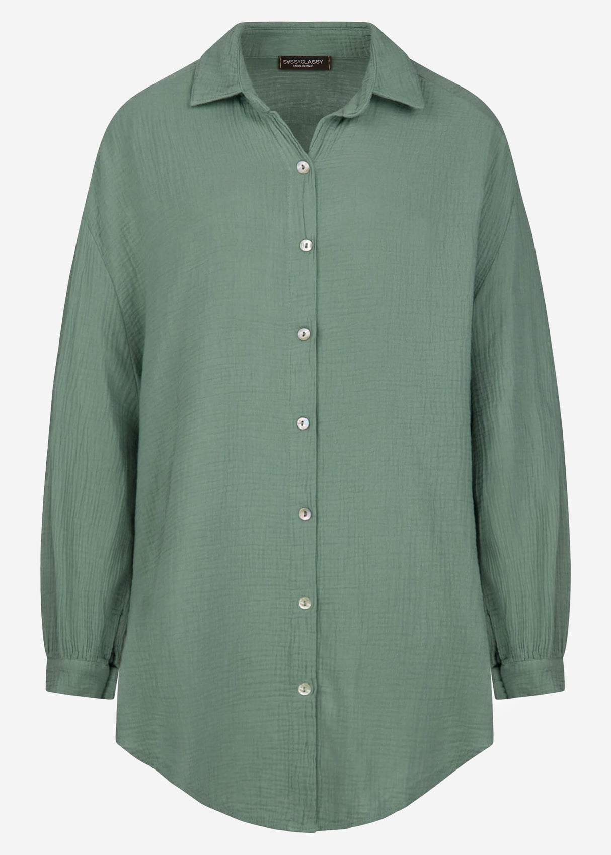 Musselin Bluse oversize, salbeigrün