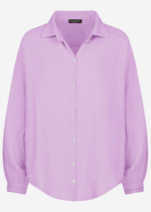 Musselin Bluse oversize, kurz, flieder
