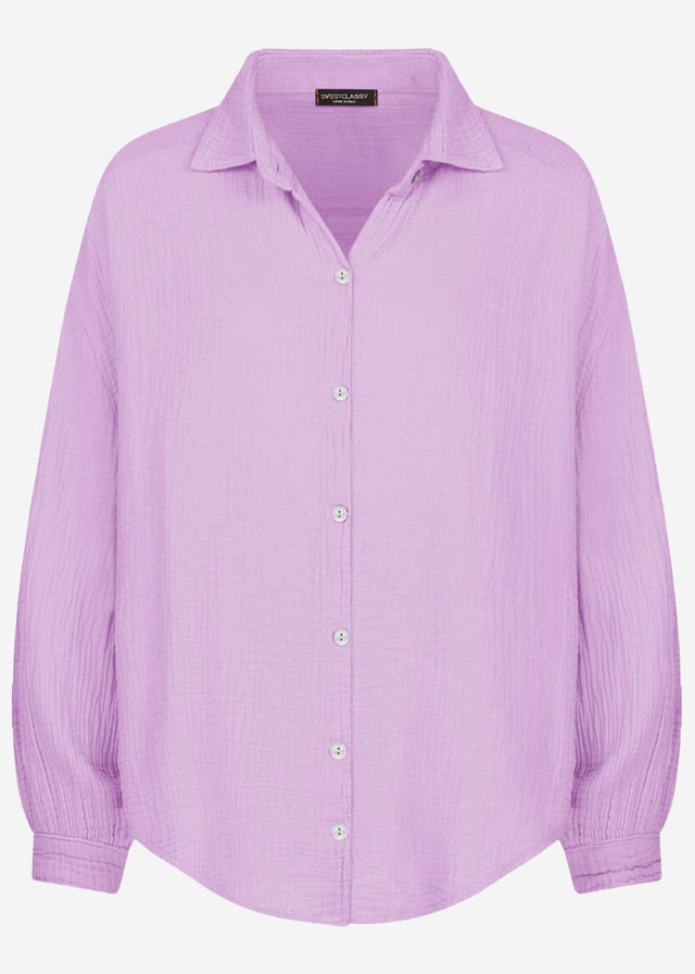 Musselin Bluse oversize, kurz - flieder