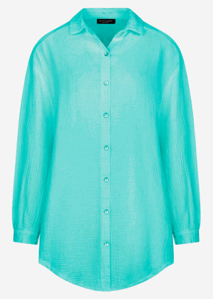 Musselin Bluse oversize, türkis