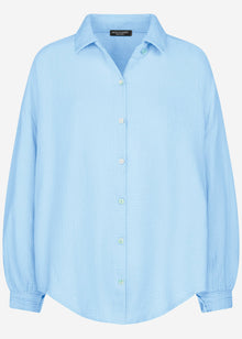 Musselin Bluse oversize, kurz - hellblau