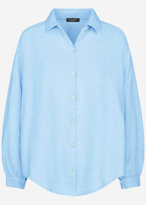 Muslin blouse oversize, short, light blue