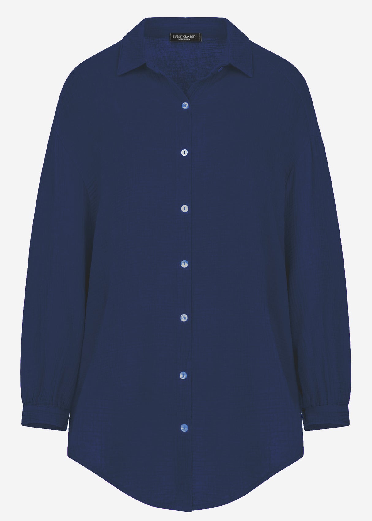 Muslin blouse oversize, dark blue