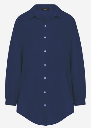 Muslin blouse oversize, dark blue