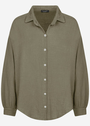 Musselin Bluse oversize, kurz, khaki