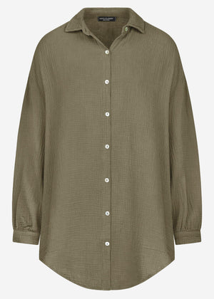 Musselin Bluse oversize, khaki