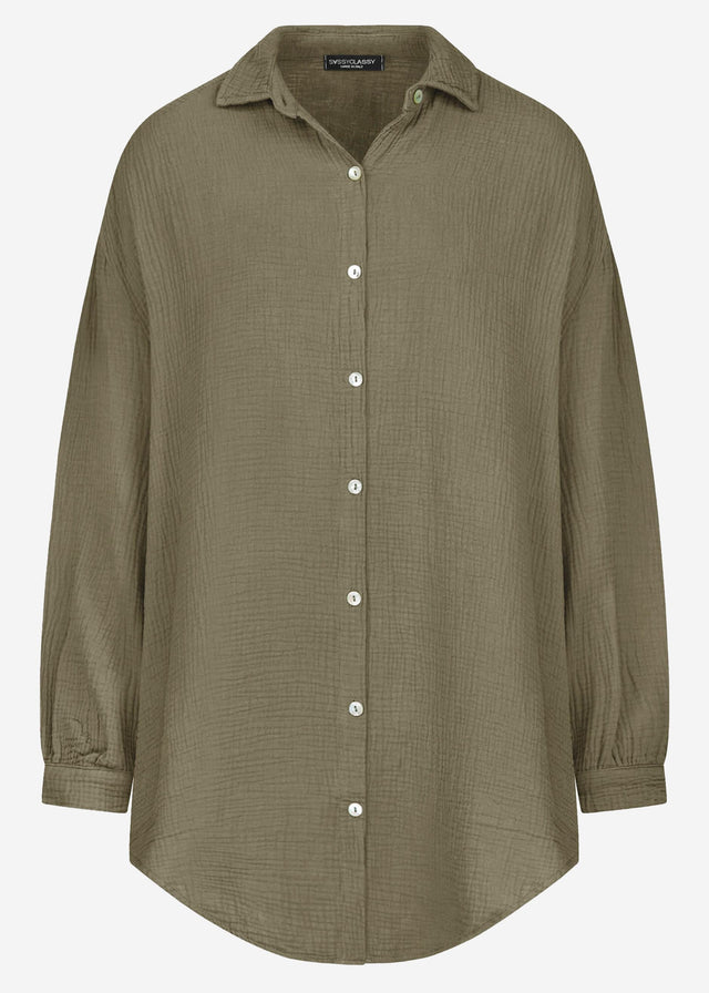 Oversized muslin blouse - khaki