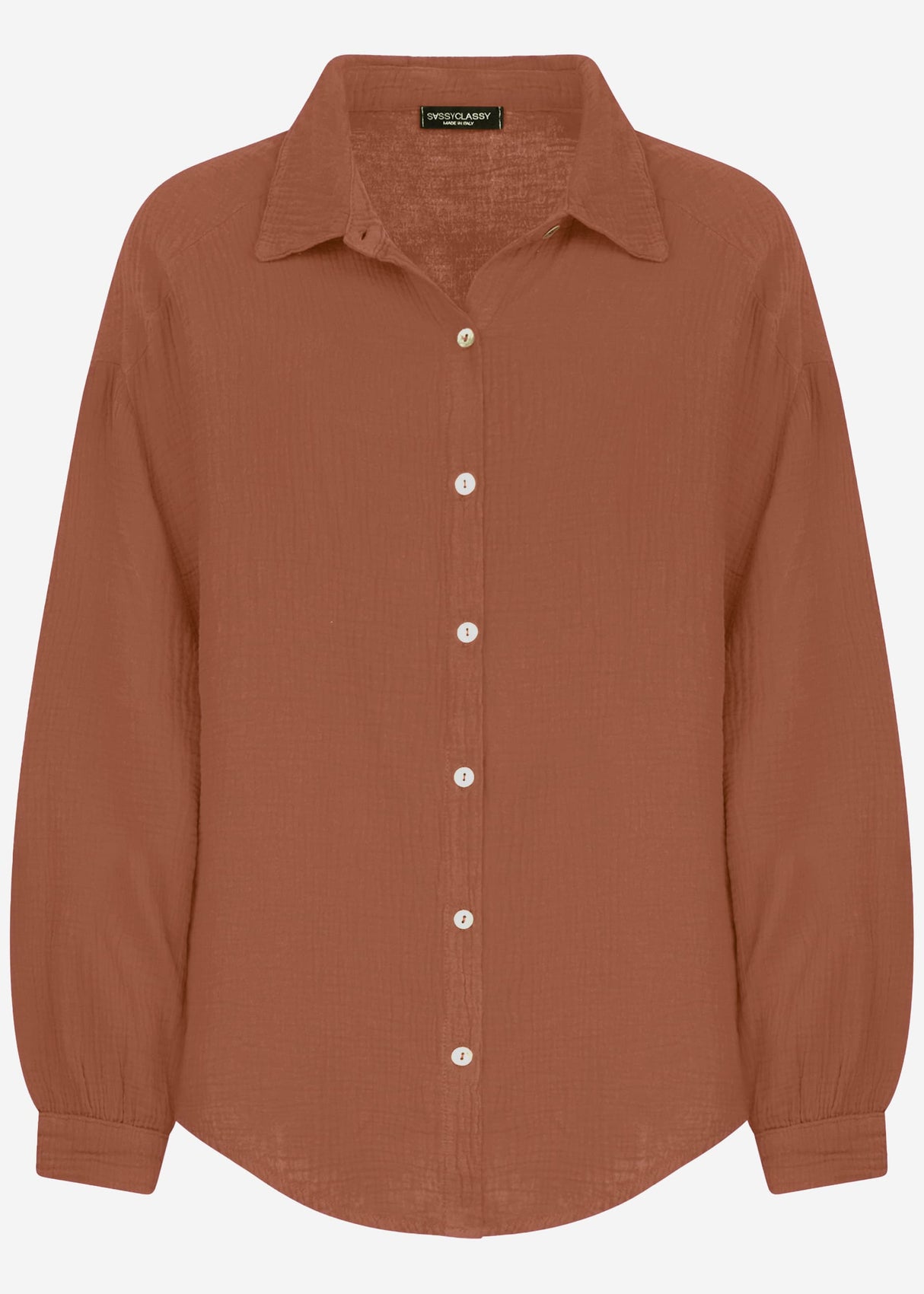 Muslin blouse oversize, short, cafelatte