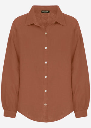 Muslin blouse oversize, short, cafelatte