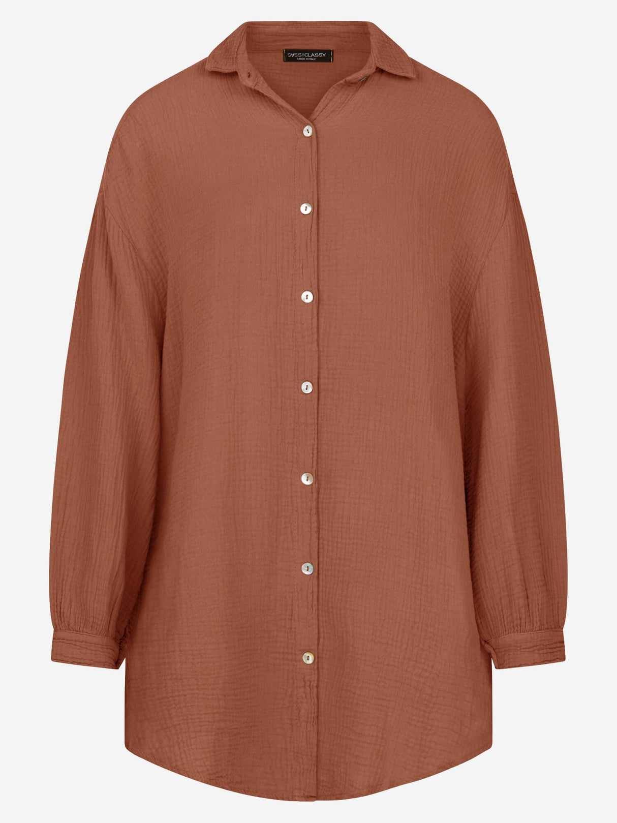 Musselin Bluse oversize, cafelatte
