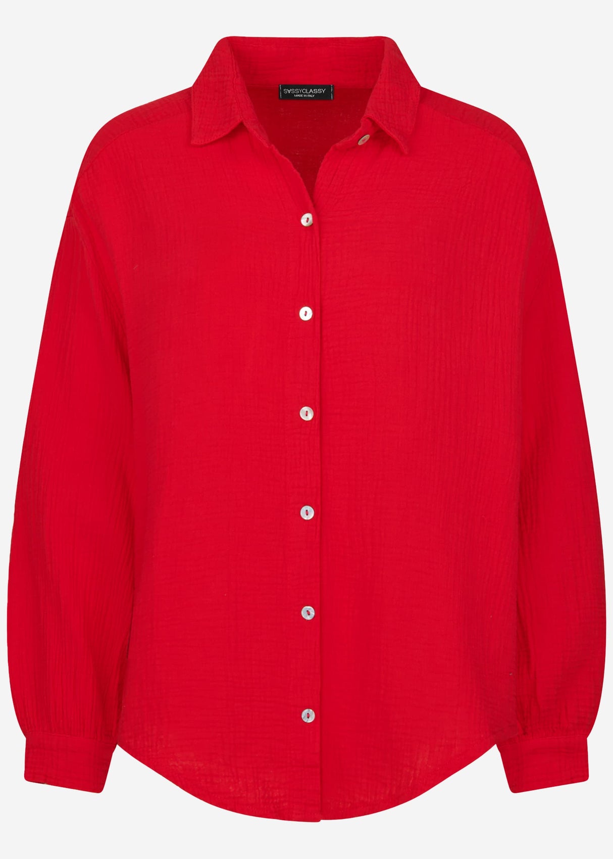 Muslin blouse oversize, short, red
