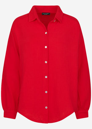 Muslin blouse oversize, short, red