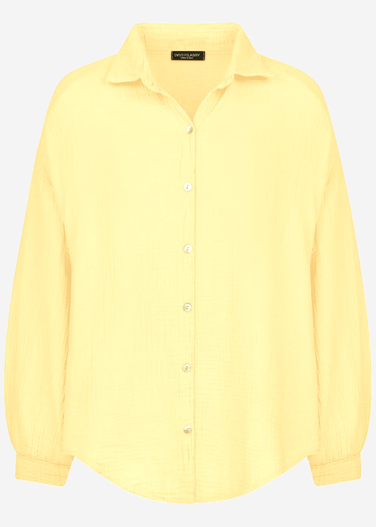 Musselin Bluse oversize, kurz, gelb