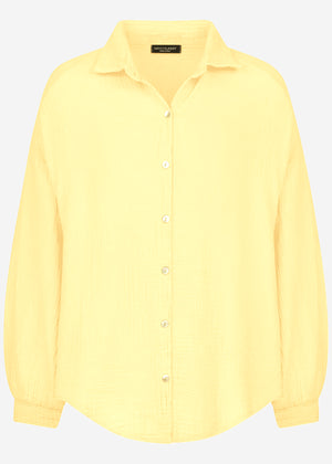 Musselin Bluse oversize, kurz, gelb