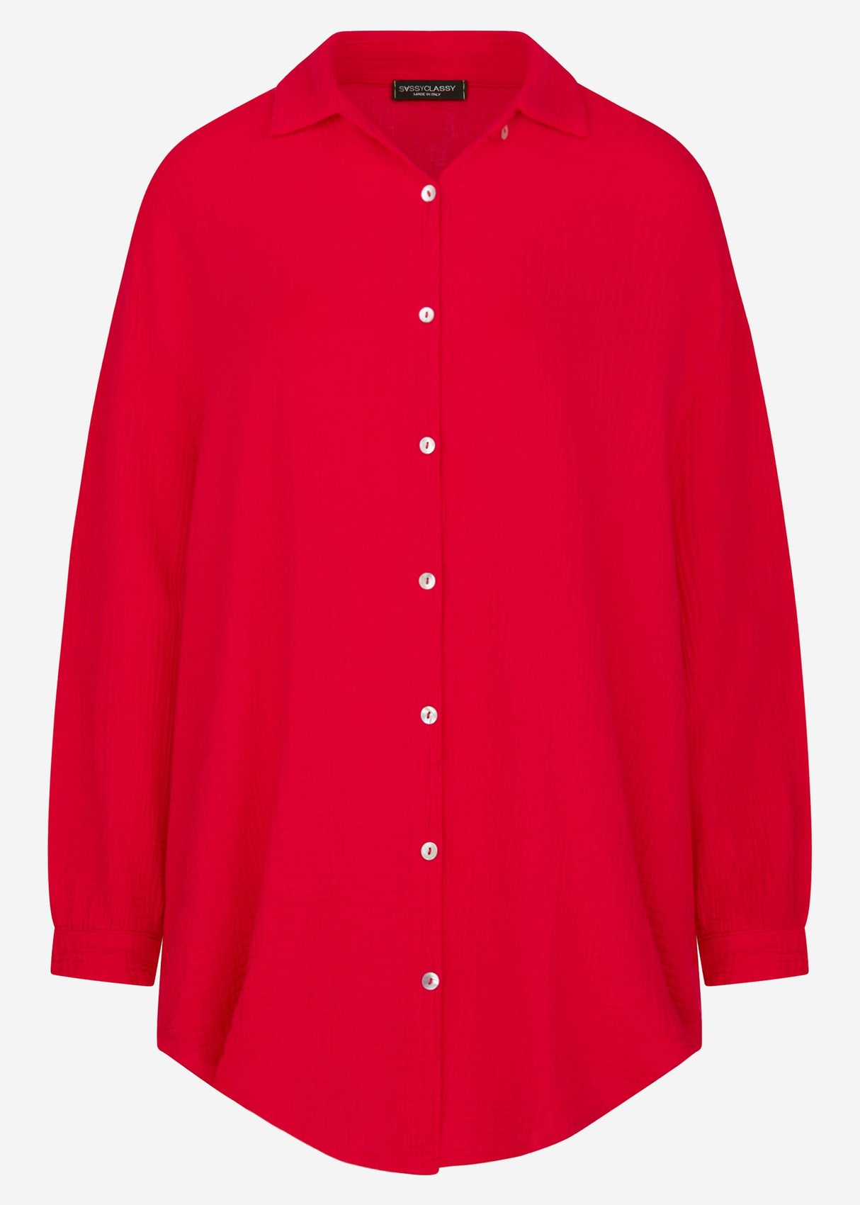 Muslin blouse oversize, red
