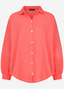 Musselin Bluse oversize, kurz - koralle