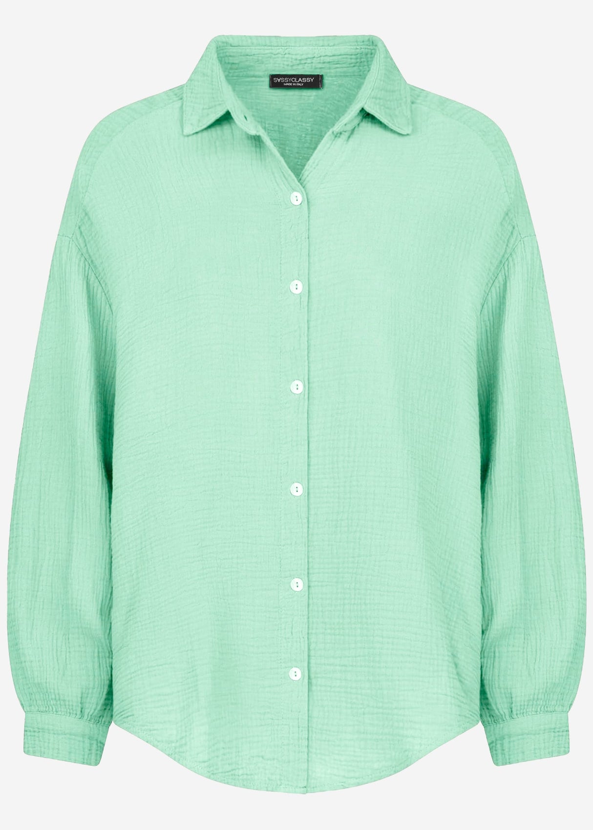 Musselin Bluse oversize, kurz, hellgrün