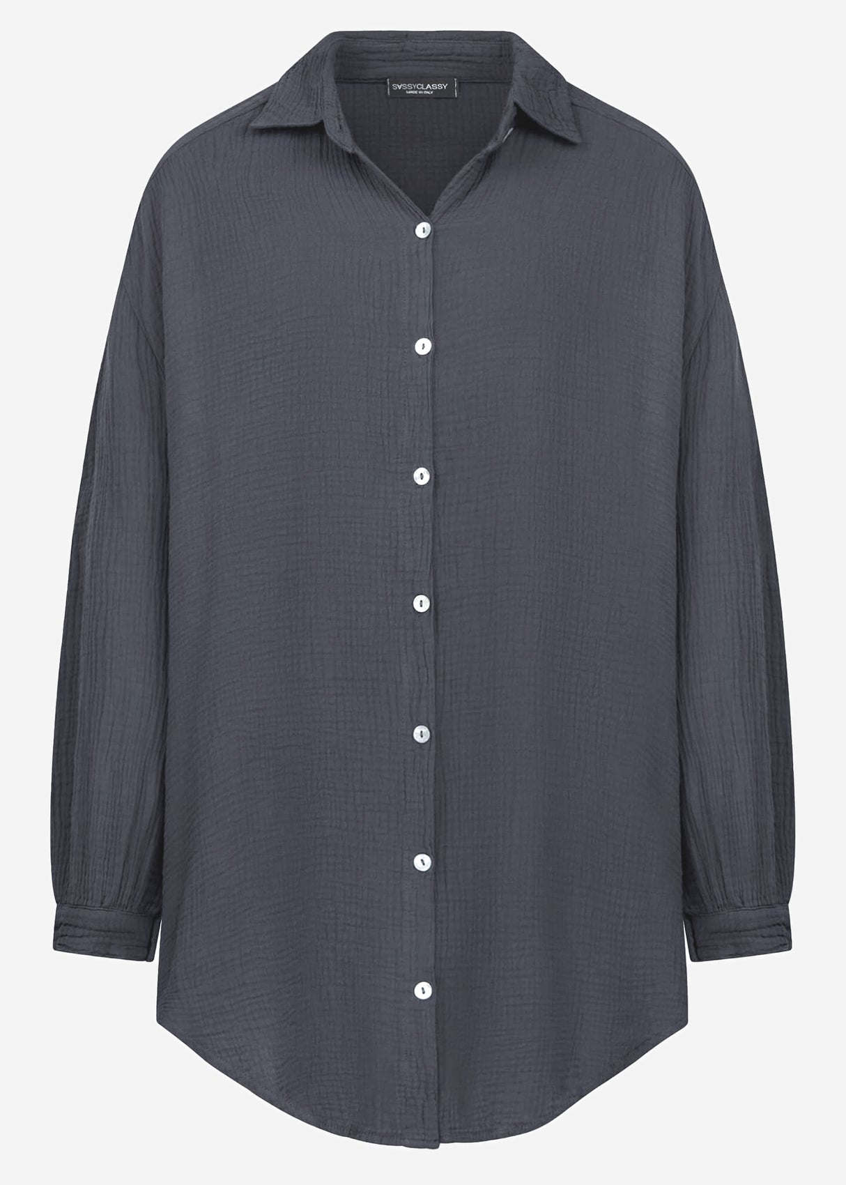 Musselin Bluse oversize, dunkelgrau