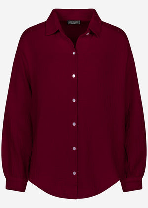 Musselin Bluse oversize, kurz, dunkelrot