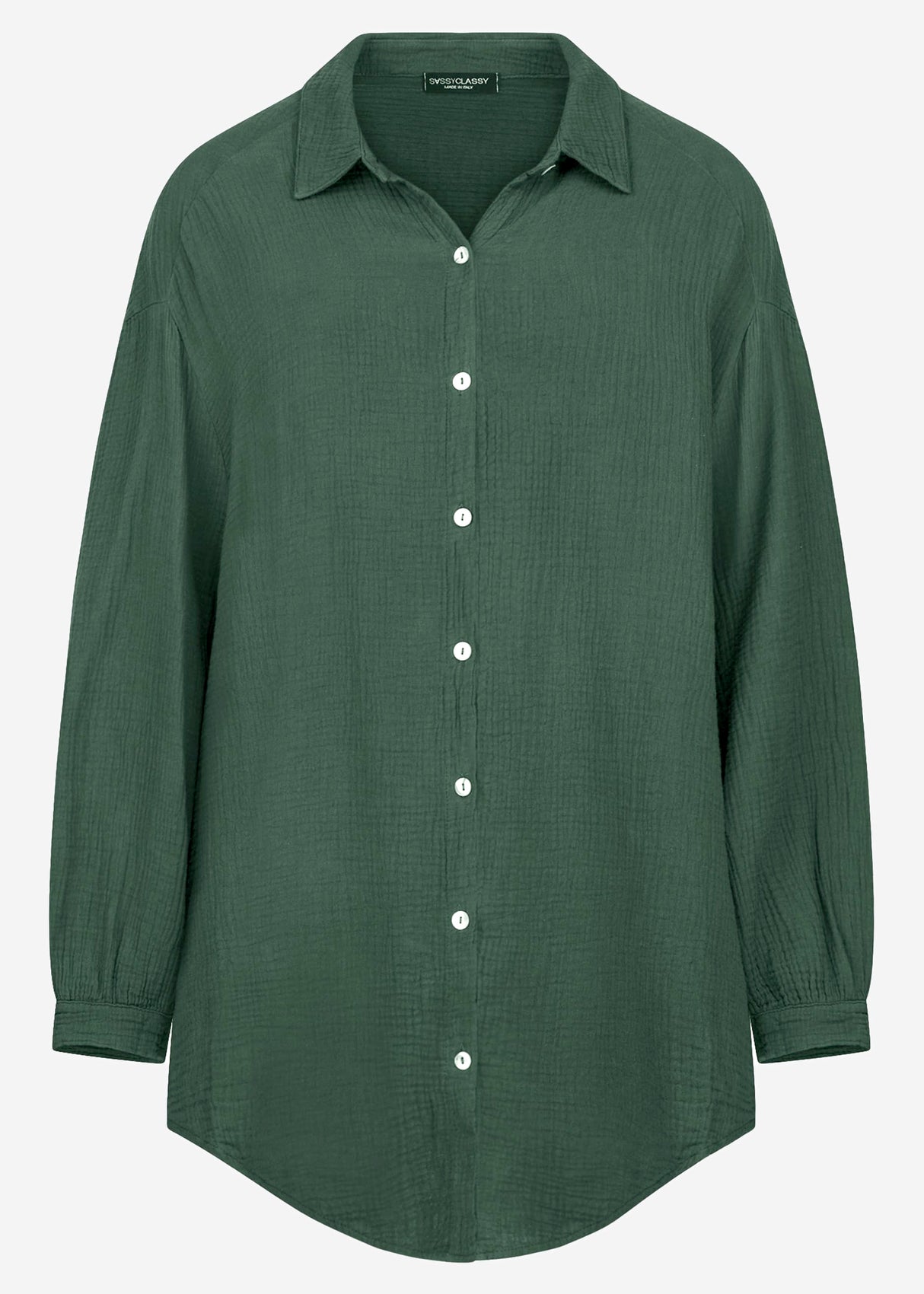 Muslin blouse oversize, dark green
