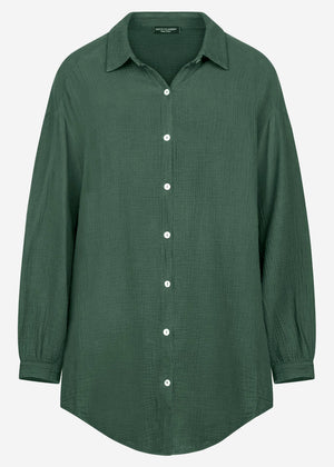 Muslin blouse oversize, dark green