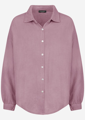 Musselin Bluse oversize, kurz, violett