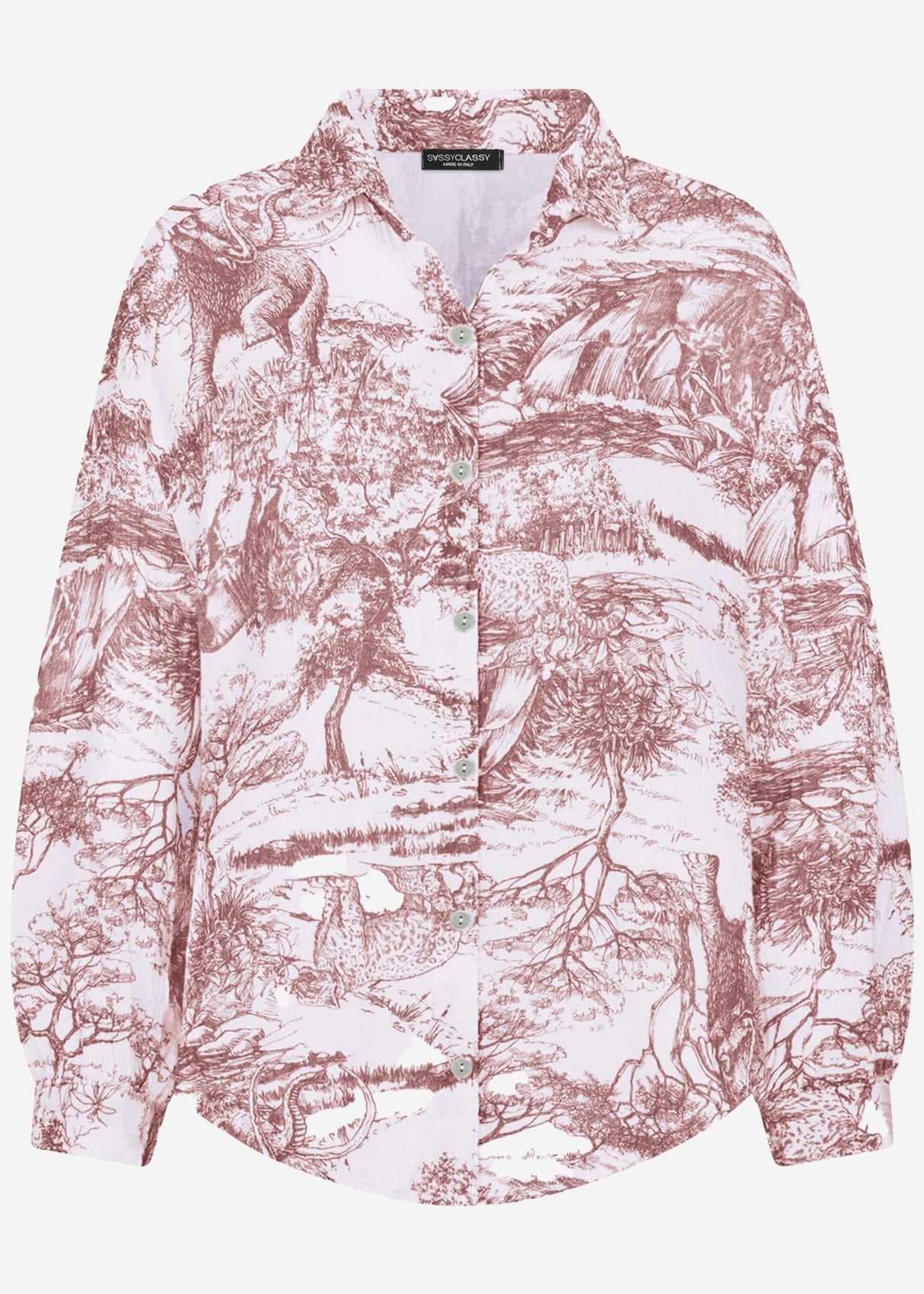 Muslin blouse with print, wine red