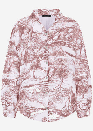 Muslin blouse with print, wine red