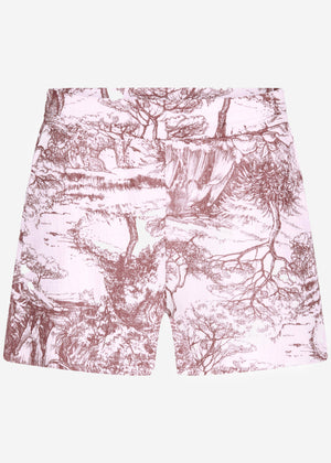 Musselin Shorts mit Print, weinrot