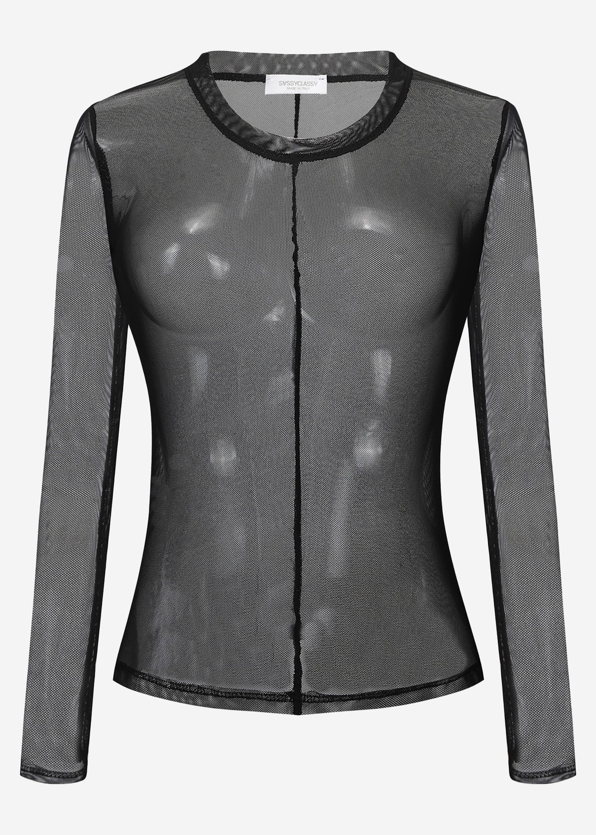 Long-sleeved shirt in mesh look, black