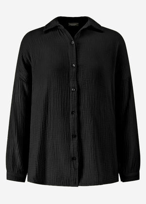 Muslin blouse in regular fit - black