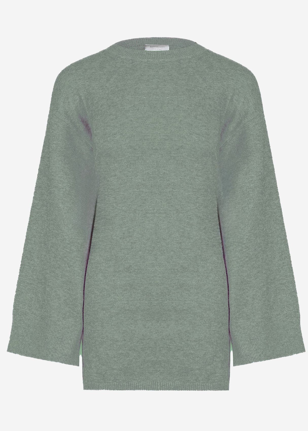 Oversize sweater with side slits - green