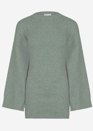 Oversize sweater with side slits - green