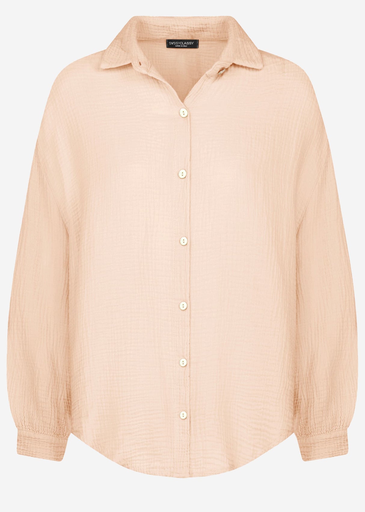 Musselin Bluse oversize, kurz, beige
