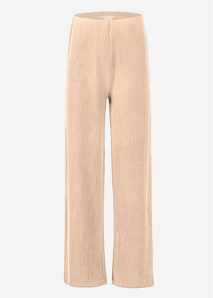 Gerippte Hose mit weitem Bein - hellbeige
