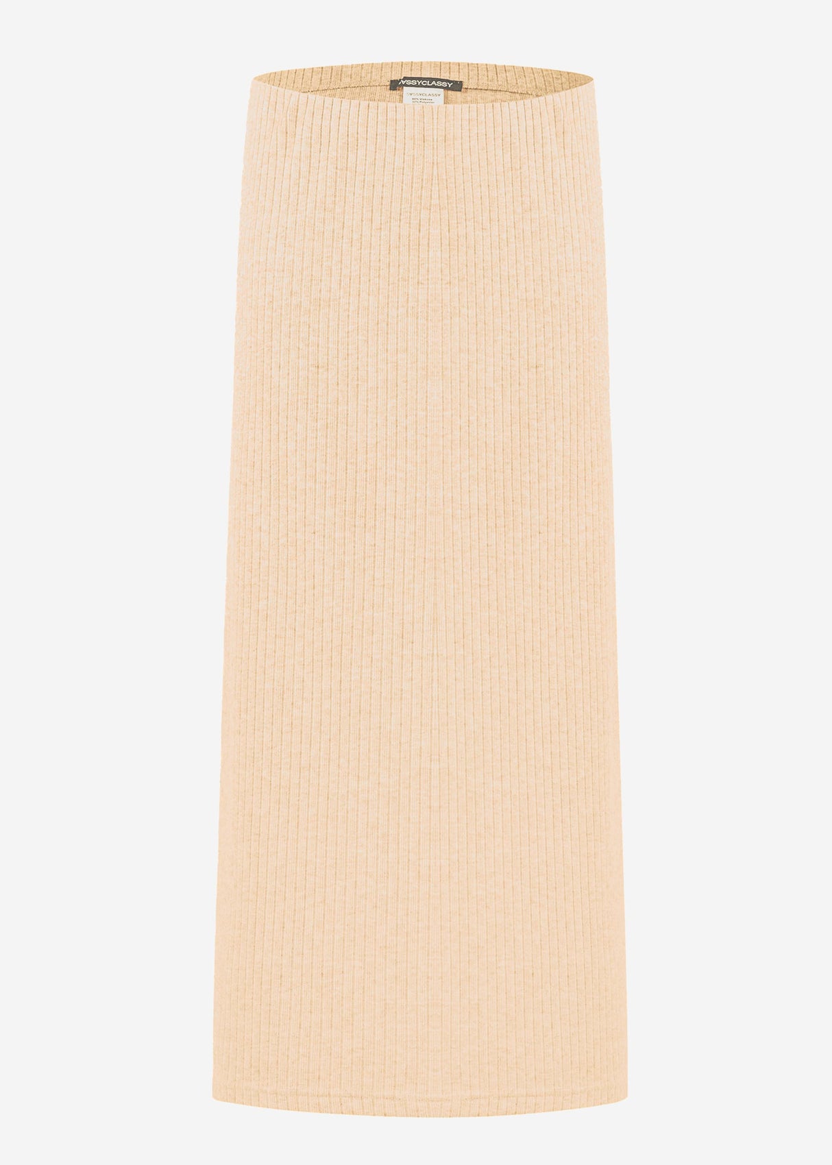 Ribbed midi-length skirt - beige