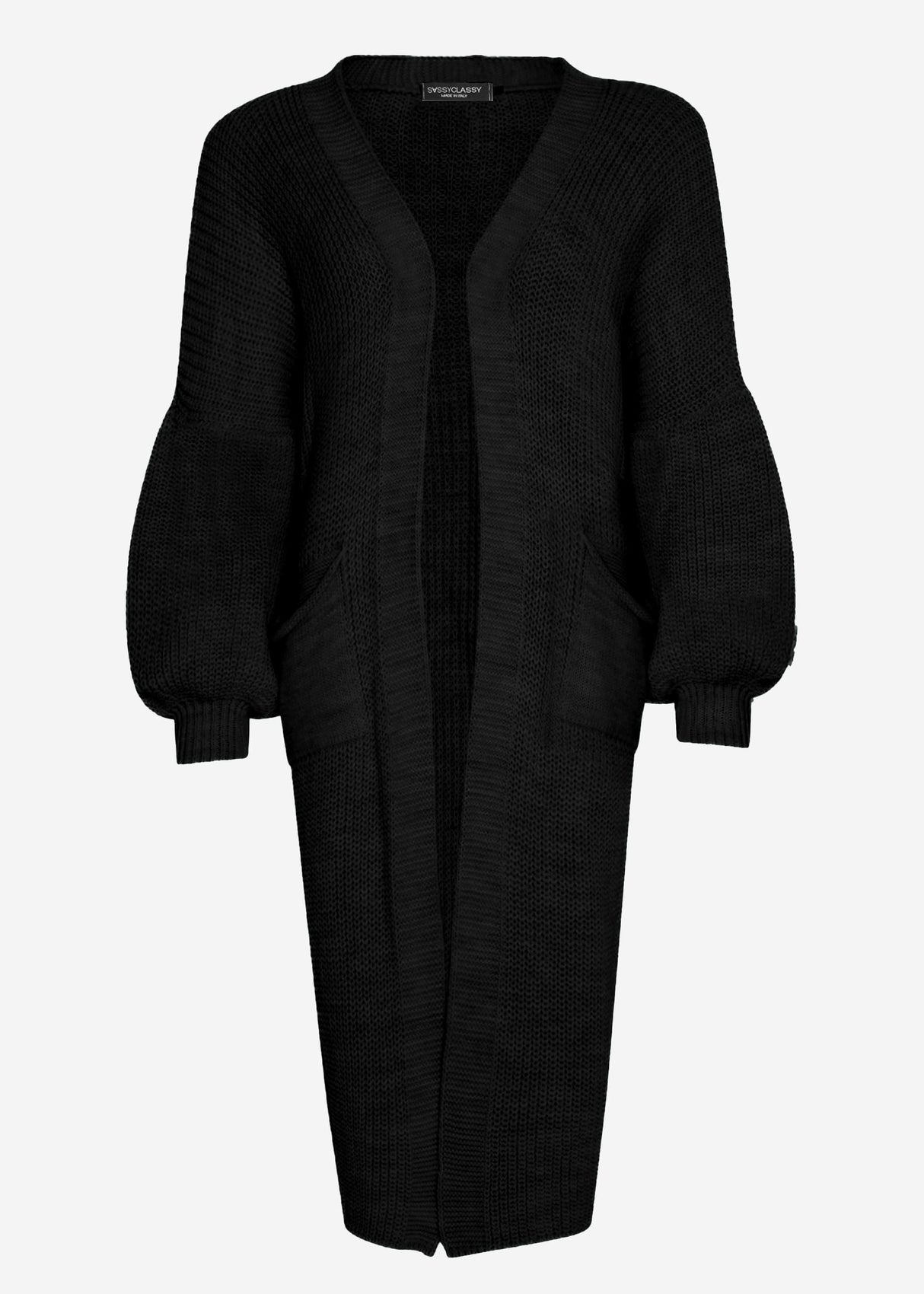 Langer super soft Cardigan mit Taschen - schwarz