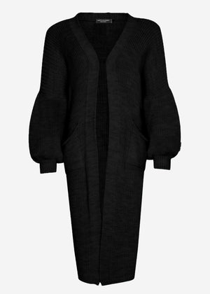 Langer super soft Cardigan mit Taschen - schwarz