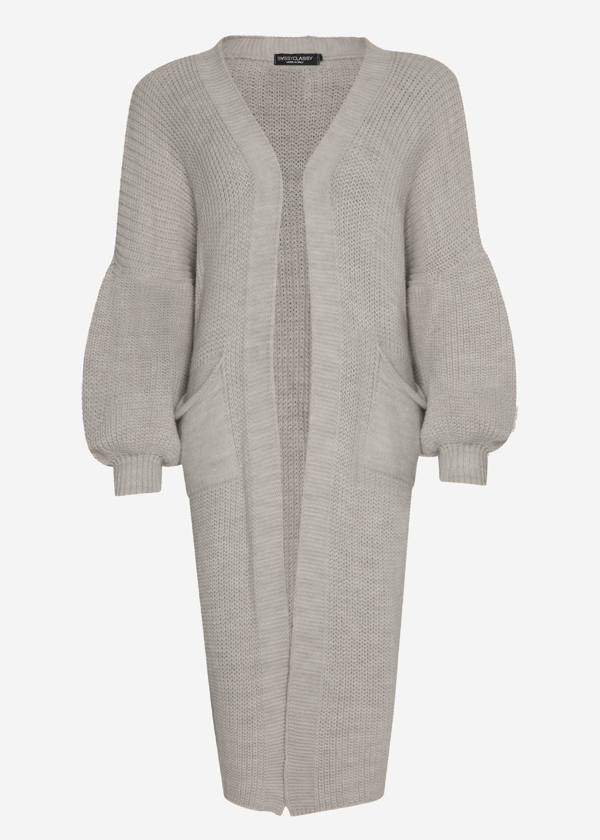 Long super soft cardigan with pockets - light grey