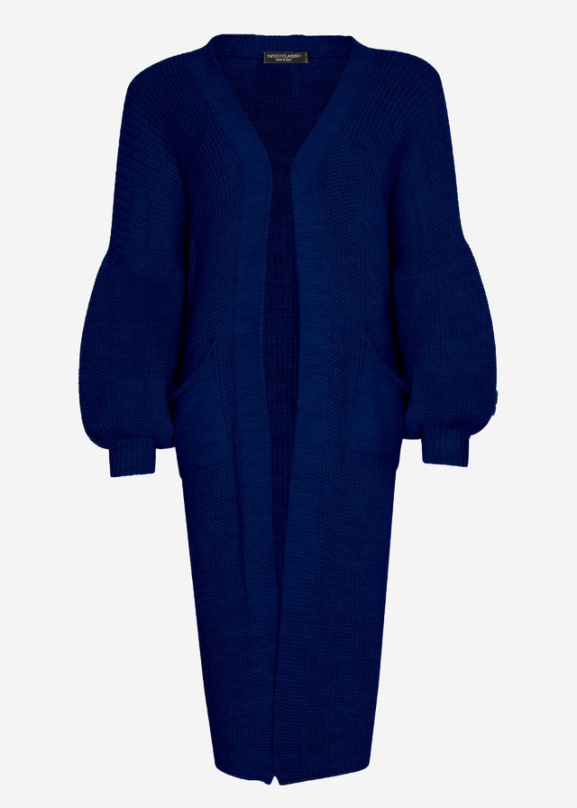 Long super soft cardigan with pockets - dark blue