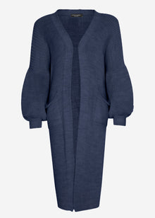 Long super soft cardigan with pockets - denim blue
