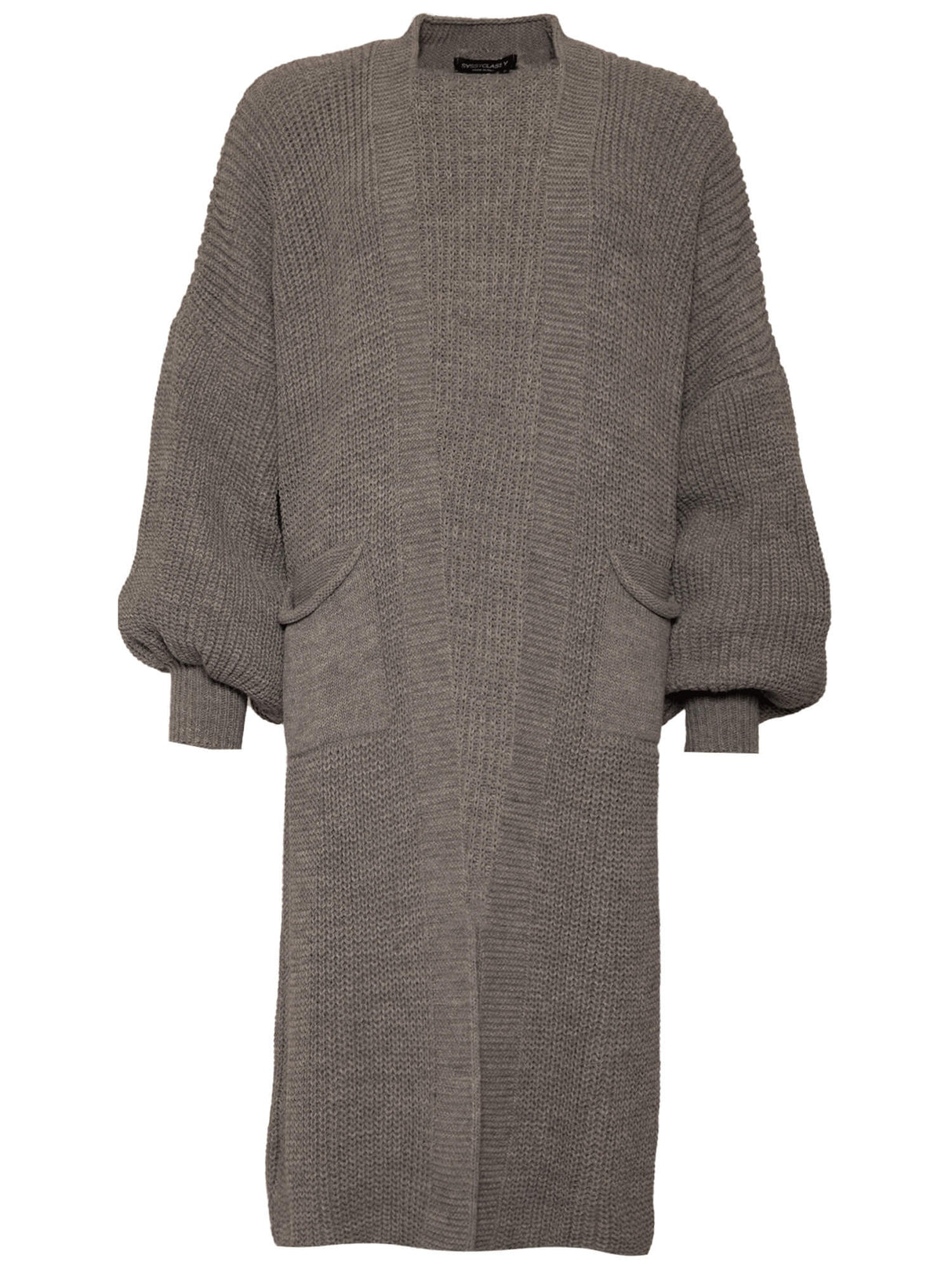 Maxi Cardigan mit Taschen - dunkelgrau