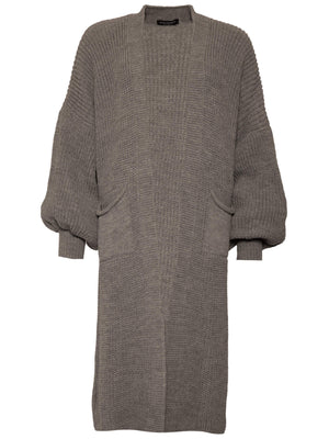 Maxi Cardigan mit Taschen - dunkelgrau