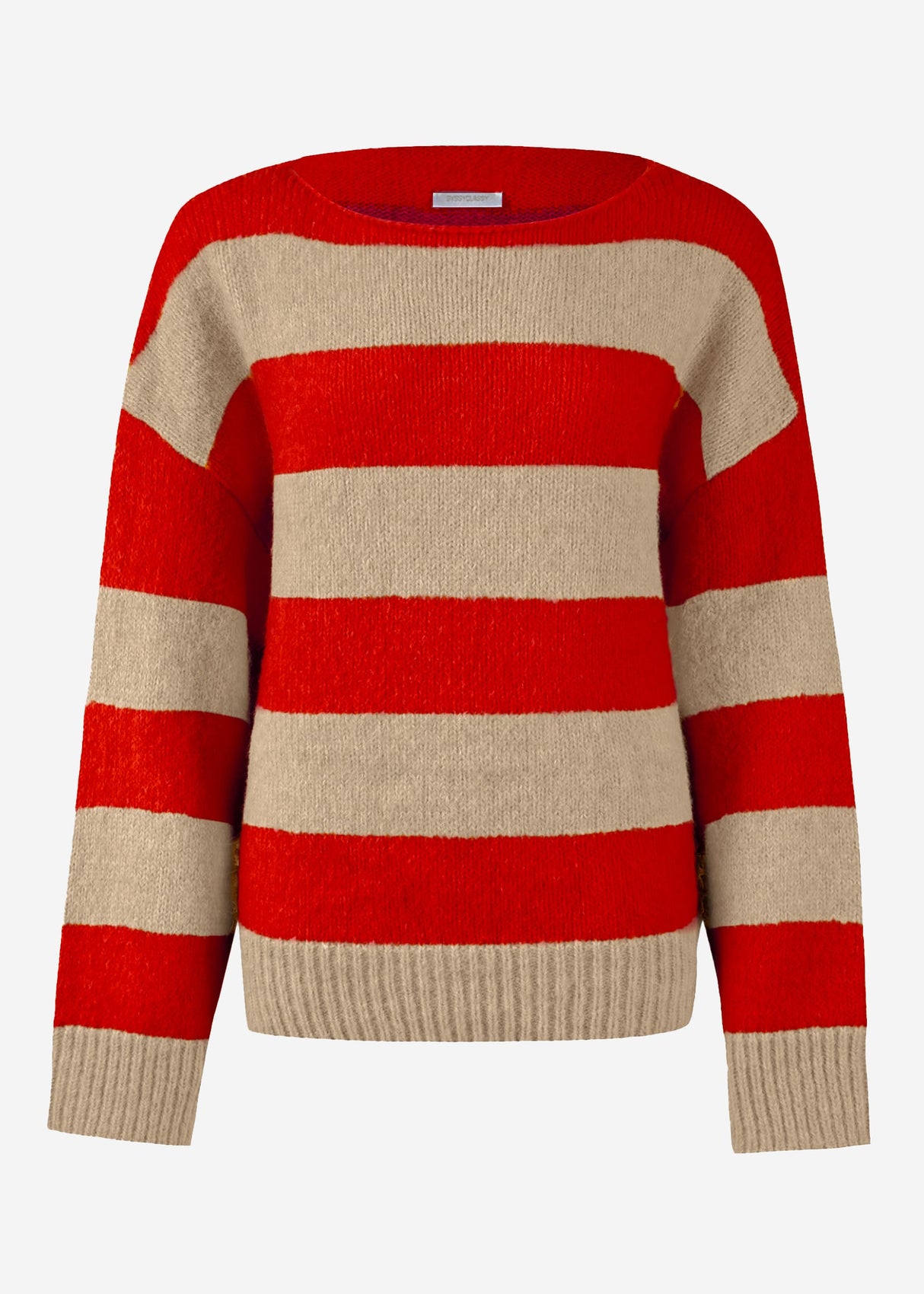 Sweater with block stripes - red-taupe