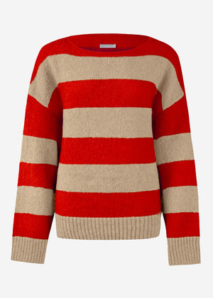 Sweater with block stripes - red-taupe
