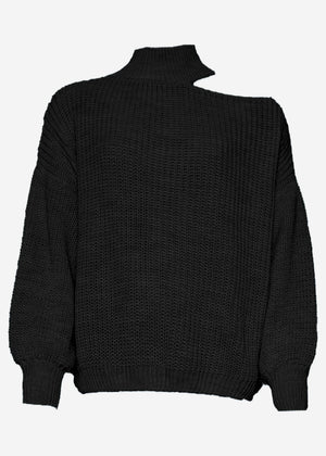 Oversize cut -out sweater - black