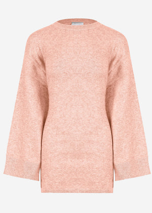 Oversized sweater with side slits - pink