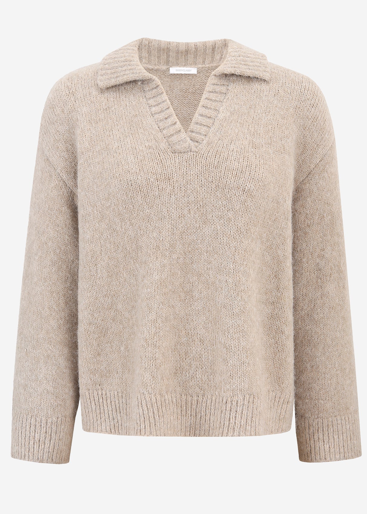 Oversized collared sweater - beige