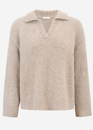 Oversized collared sweater - beige