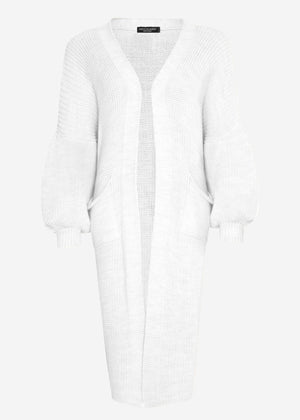 Long super soft cardigan with pockets - off-white